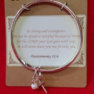 Scripture bangle bracelet Deuteronomy 31:6